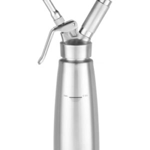 HENDI Siphon à chantilly, avec 3 douilles en acier inoxydable et 1 brosse de nettoyage, pour mousses, desserts et sauces, siphon à crème, 500ml, ø85x(H)235mm, acier inoxydable