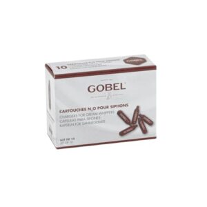 GOBEL - Lot de 10 Cartouches de gaz N₂0 pour siphons - Réussissez des Sauces Crèmes Chantilly Mousses Chaudes ou Froides – Recharges universelles - Acier 100% recyclable
