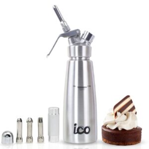 ICO Siphon Chantilly Professionnel Inox 500ml - Cartouche Siphon Chantilly Compatible - Siphon Cuisine pour Desserts, Mousses et Boissons
