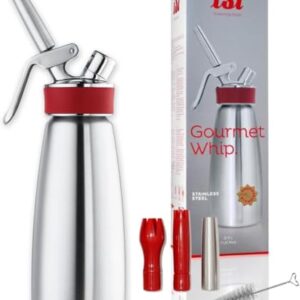 iSi Distributeur de crème 500 ml, Gourmet Whip Plus, 0,5 litre, en acier inoxydable de haute qualité, actionné avec iSi capsules de crème, pour la crème, les sauces chaudes et froides, les soupes, les espumas et les desserts